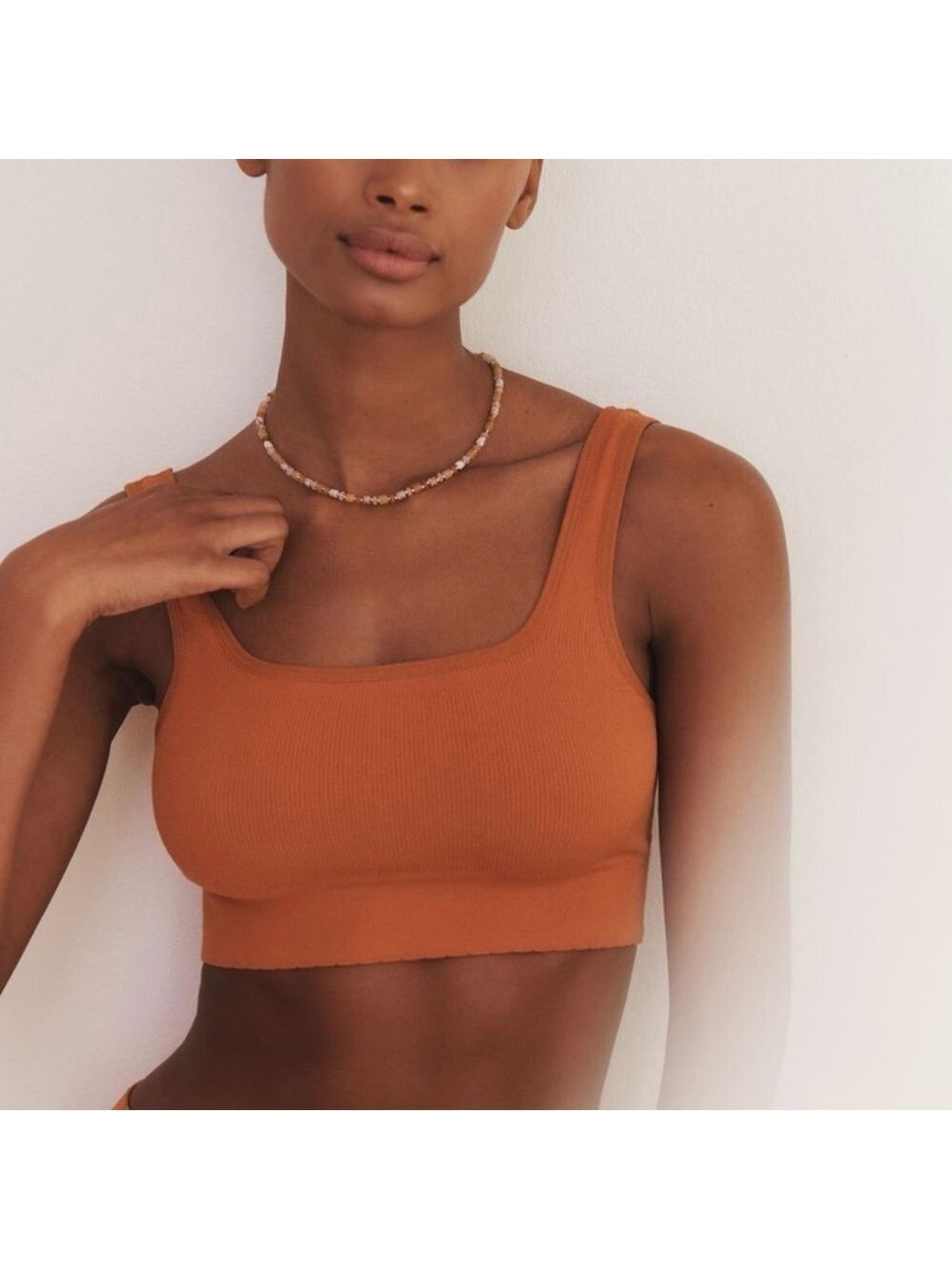 Anthropologie The Hattie Seamless Square-Neck Bralette Burnt Maple XXS/XS NWT